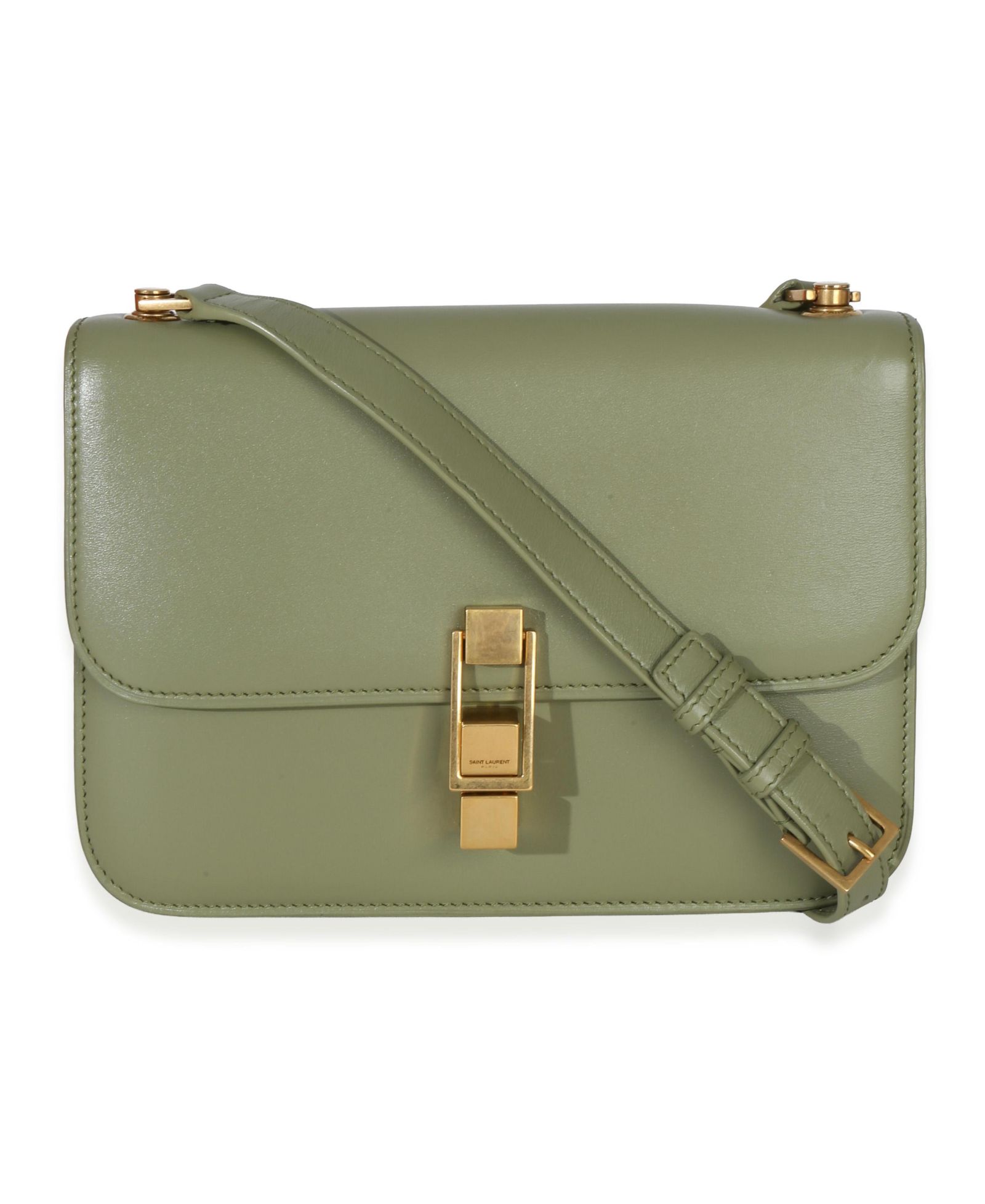 Pre-Owned Saint Laurent Light Green Smooth Calfskin Le Carre Satchel