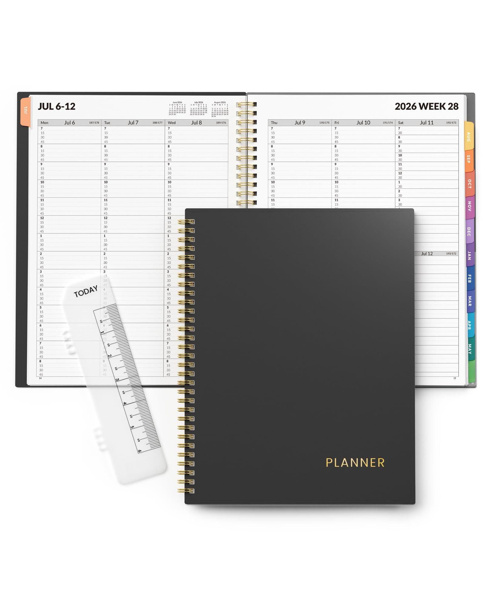 Ежедневник GNUADZ 2026-2027 Academic Appointment Book, спиральный планировщик с четвертичасовым делением