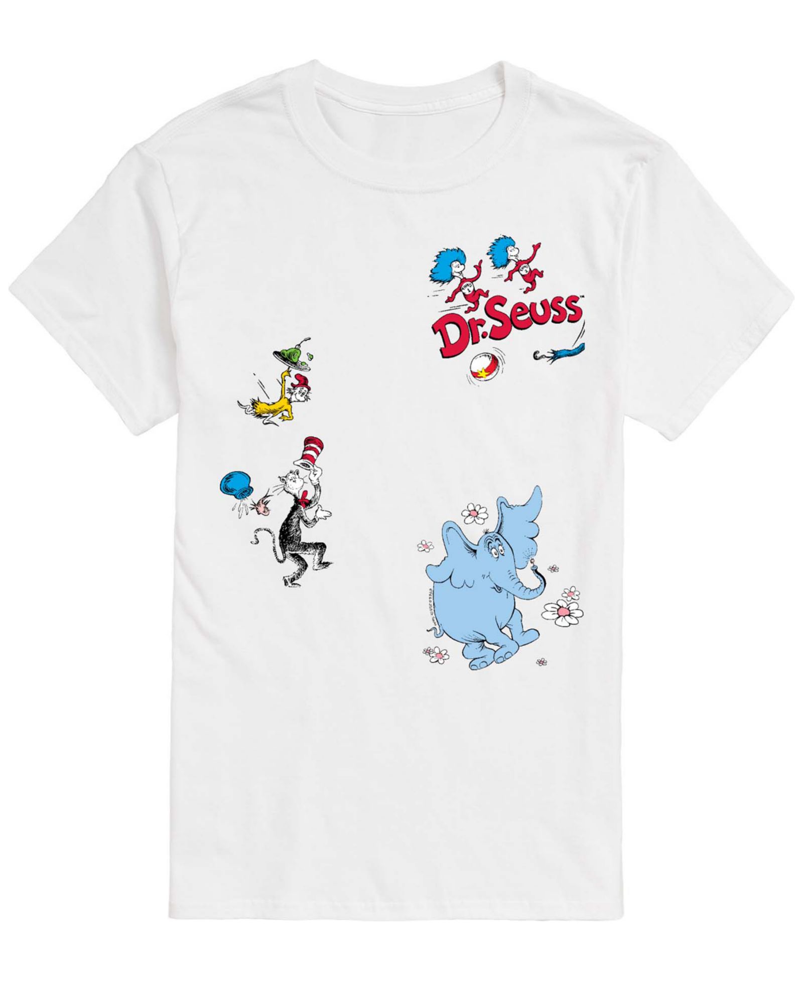 AIRWAVES Men's Dr. Seuss Cat In The Hat & Sam I Am & Horton Short-Sleeve Graphic T-Shirt