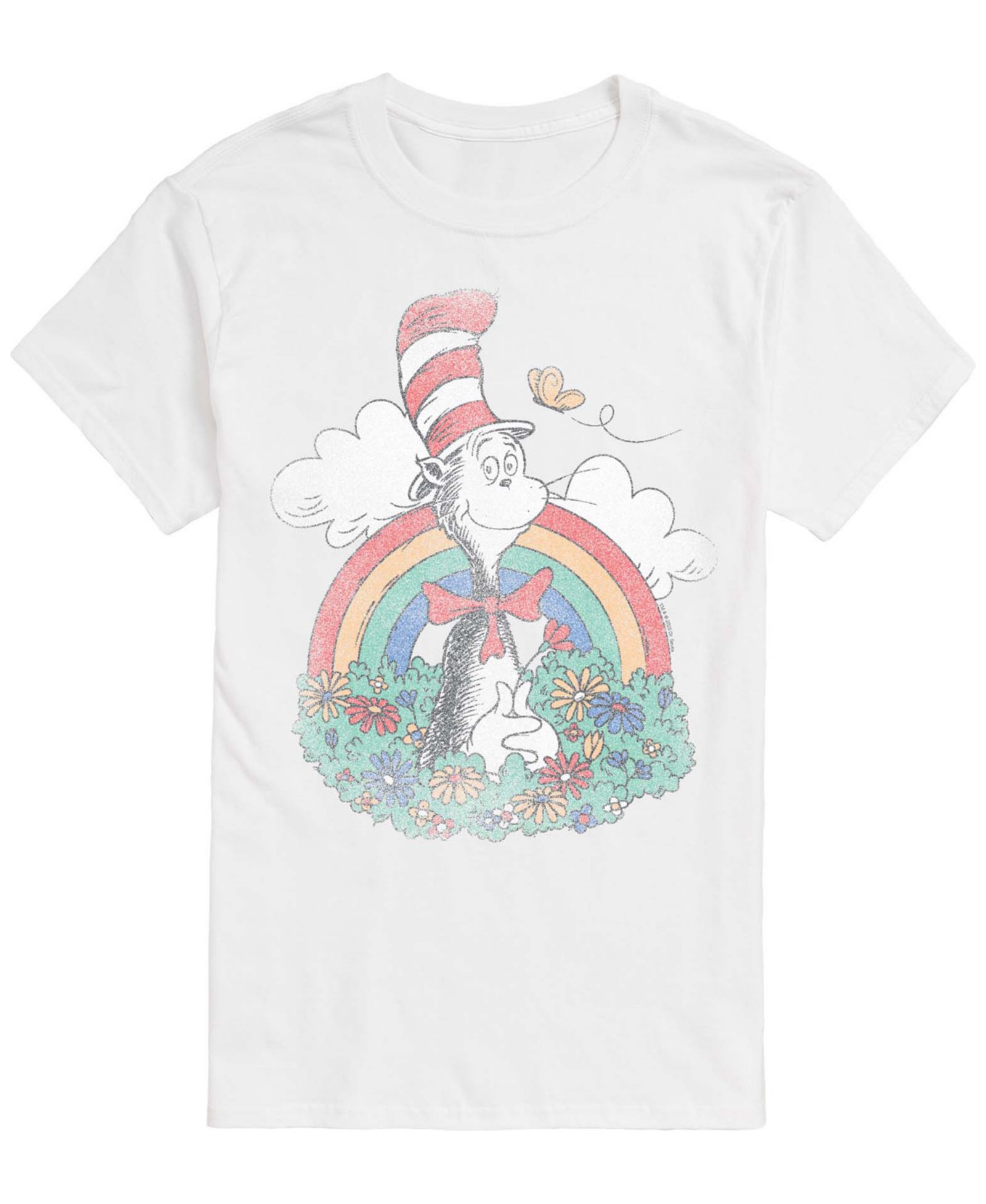 AIRWAVES Men's Dr. Seuss Cat In The Hat Spring Vintage Faded Short-Sleeve Graphic T-Shirt