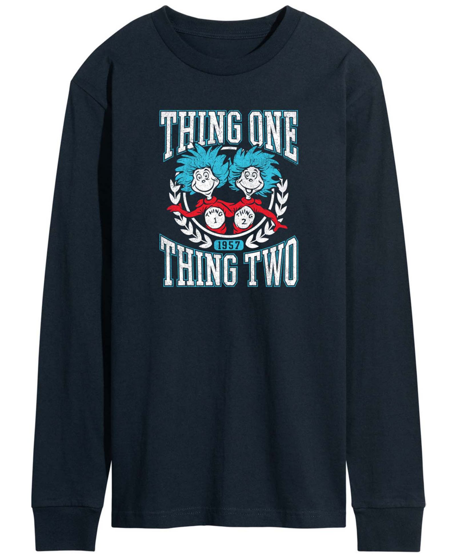 AIRWAVES Men's Dr. Seuss Things Collegiate Long-Sleeve Graphic T-Shirt