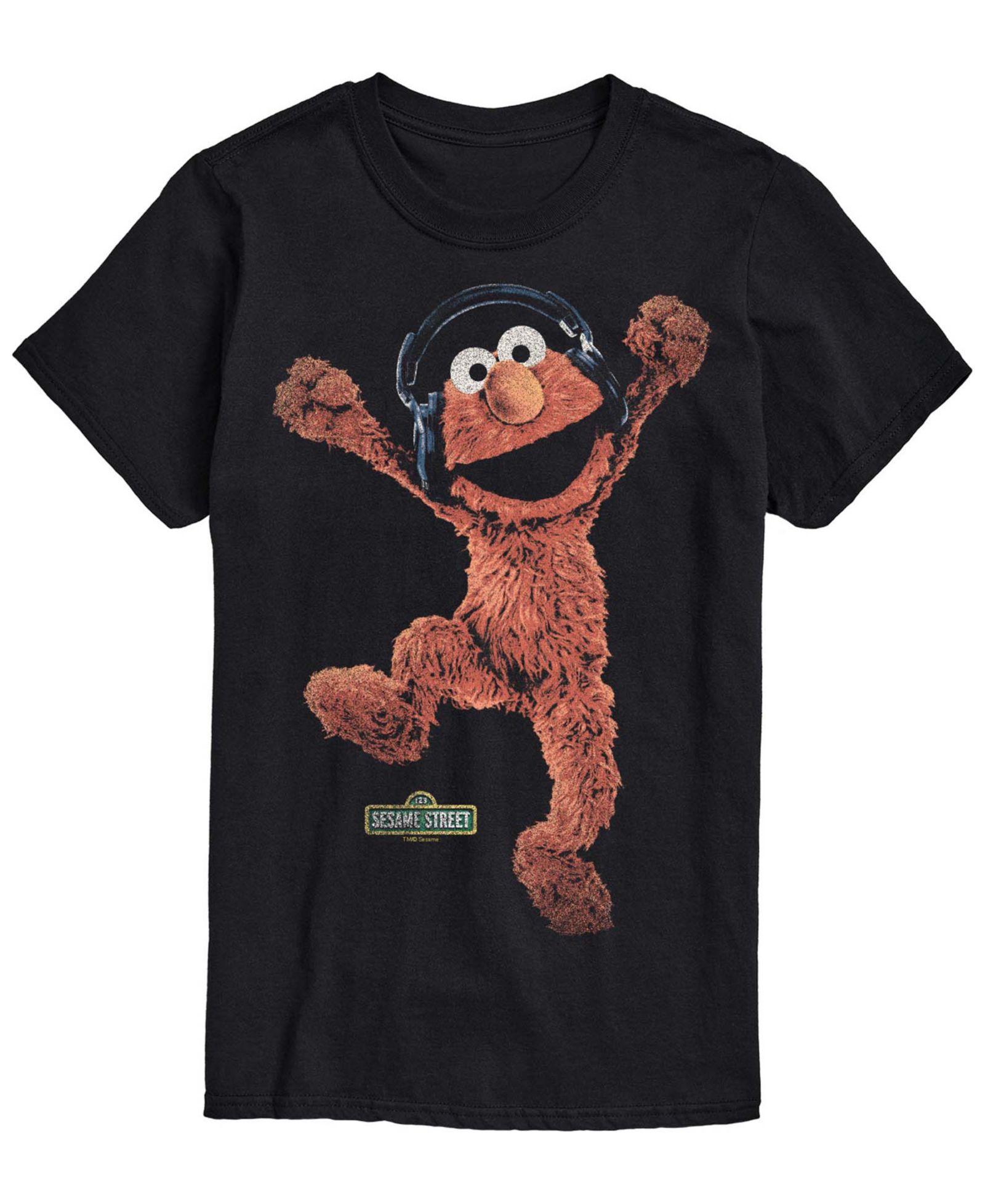AIRWAVES Men's Sesame Street Elmo Vintage Faded Short-Sleeve Graphic T-Shirt