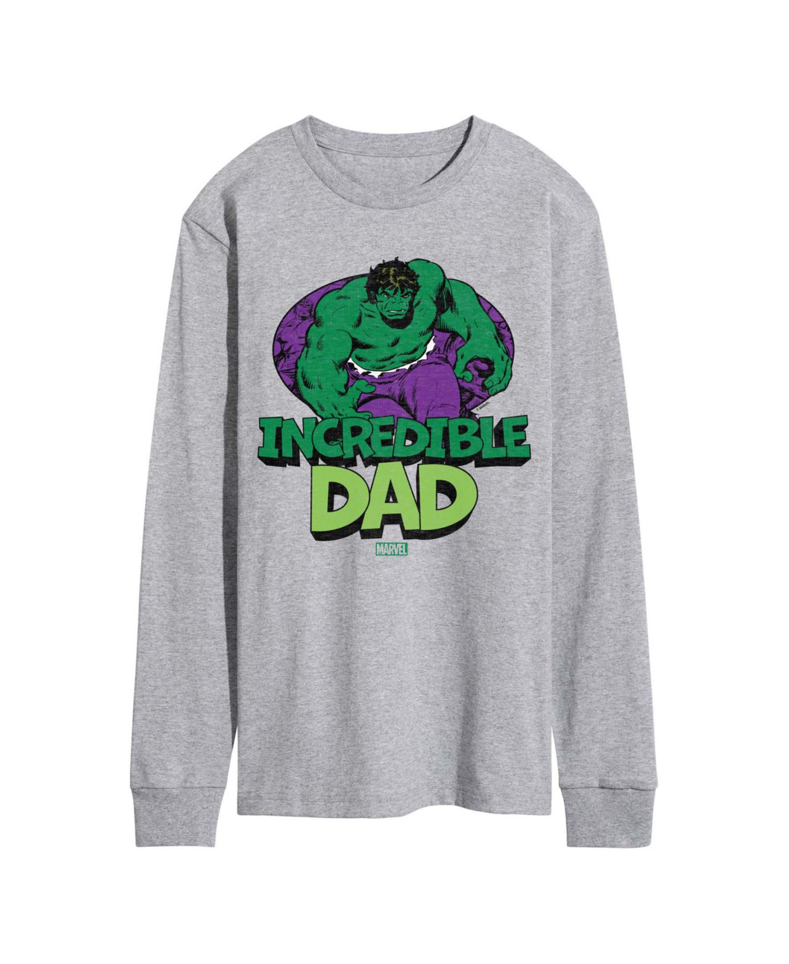 AIRWAVES Men's The Hulk Incredible Dad Long-Sleeve Graphic T-Shirt