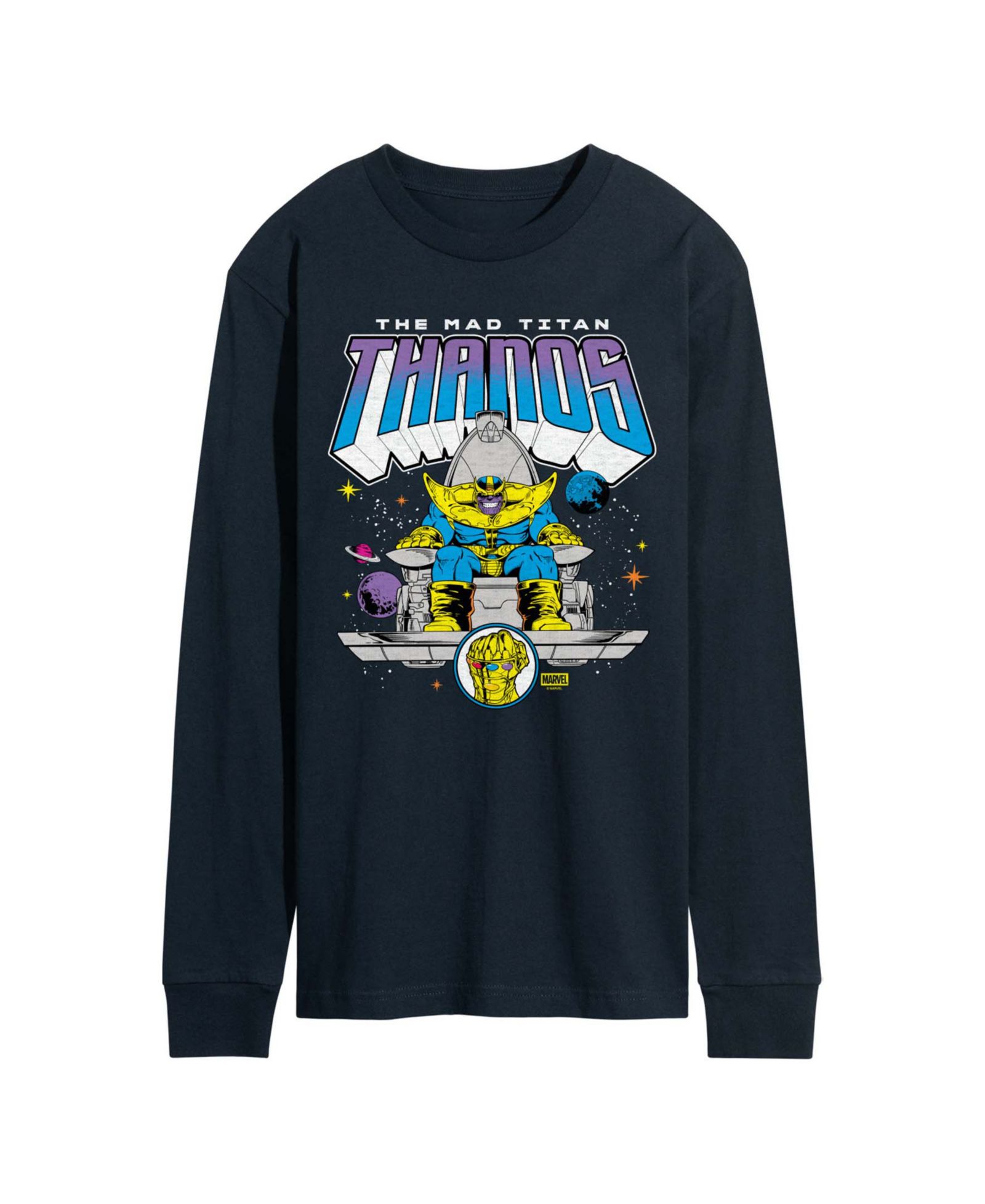 AIRWAVES Men's Thanos Thanos Mad Titan Long-Sleeve Graphic T-Shirt