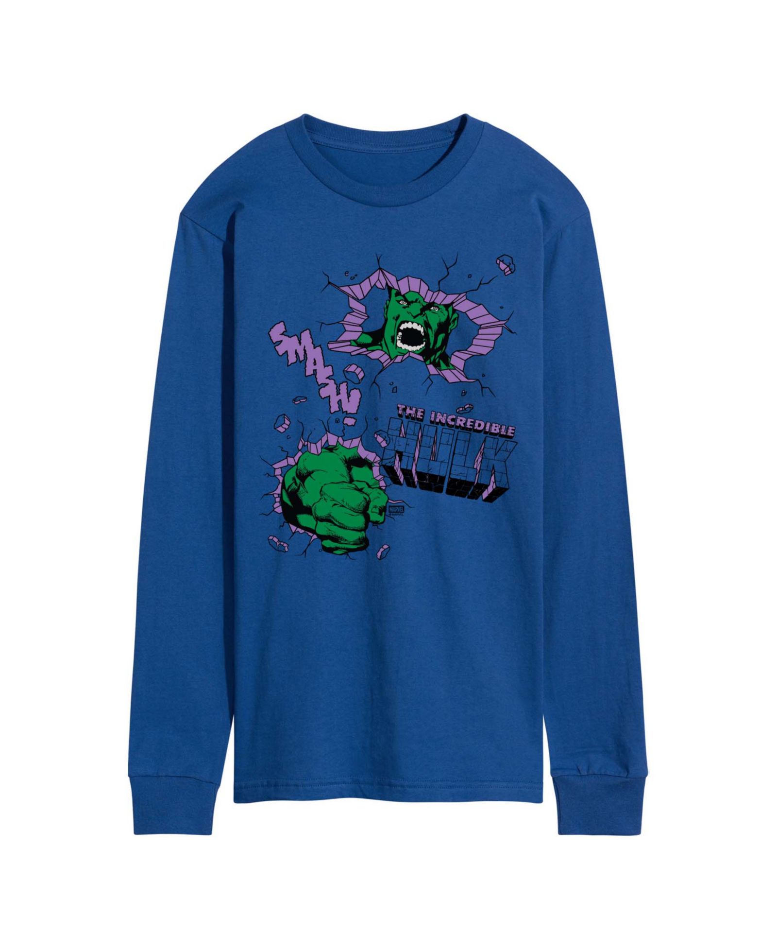 AIRWAVES Men's The Hulk Punch Wall Long-Sleeve Graphic T-Shirt