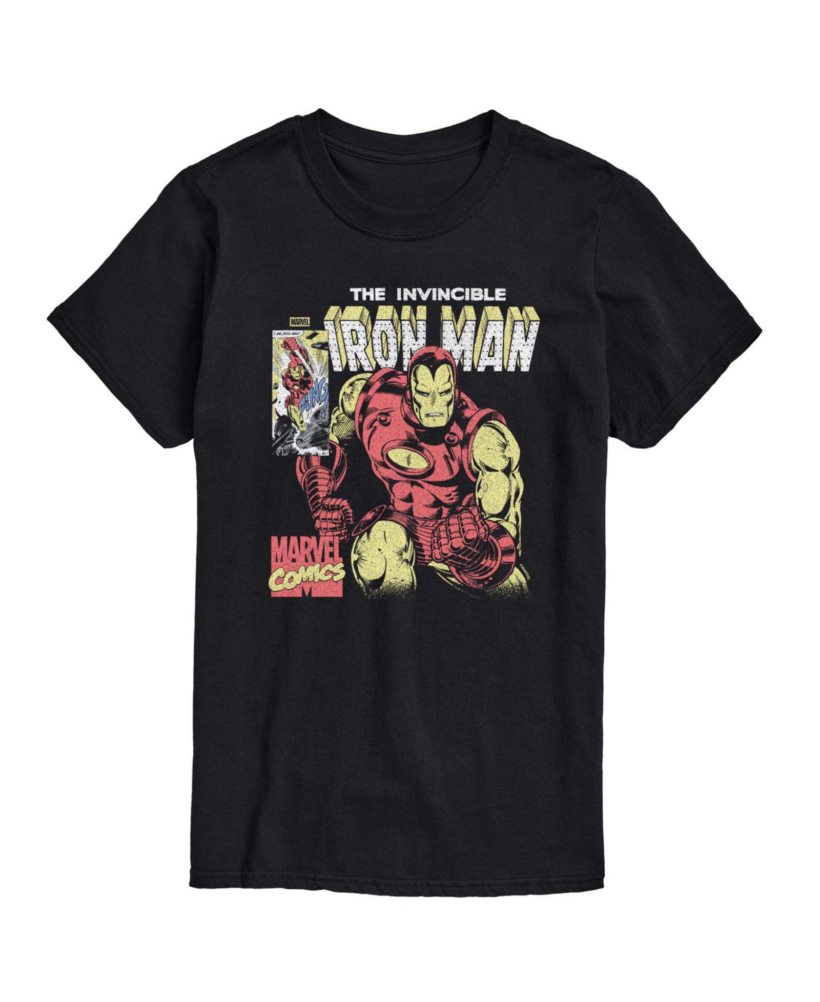 AIRWAVES Men's Iron Man Vintage Faded Comic Short-Sleeve Graphic T-Shirt