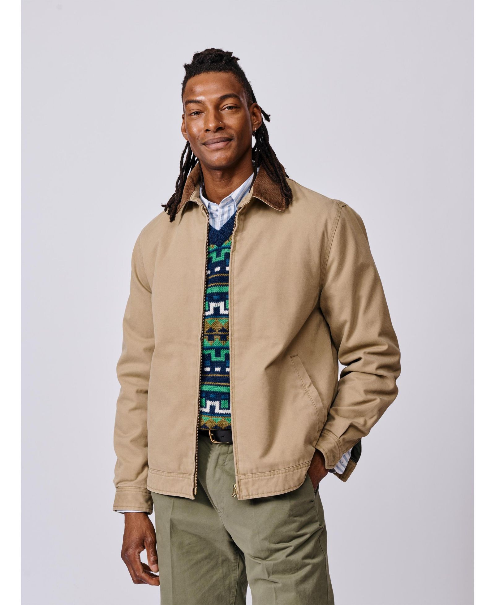 Aubin Men's Newland Canvas Harrington Utility Jacket