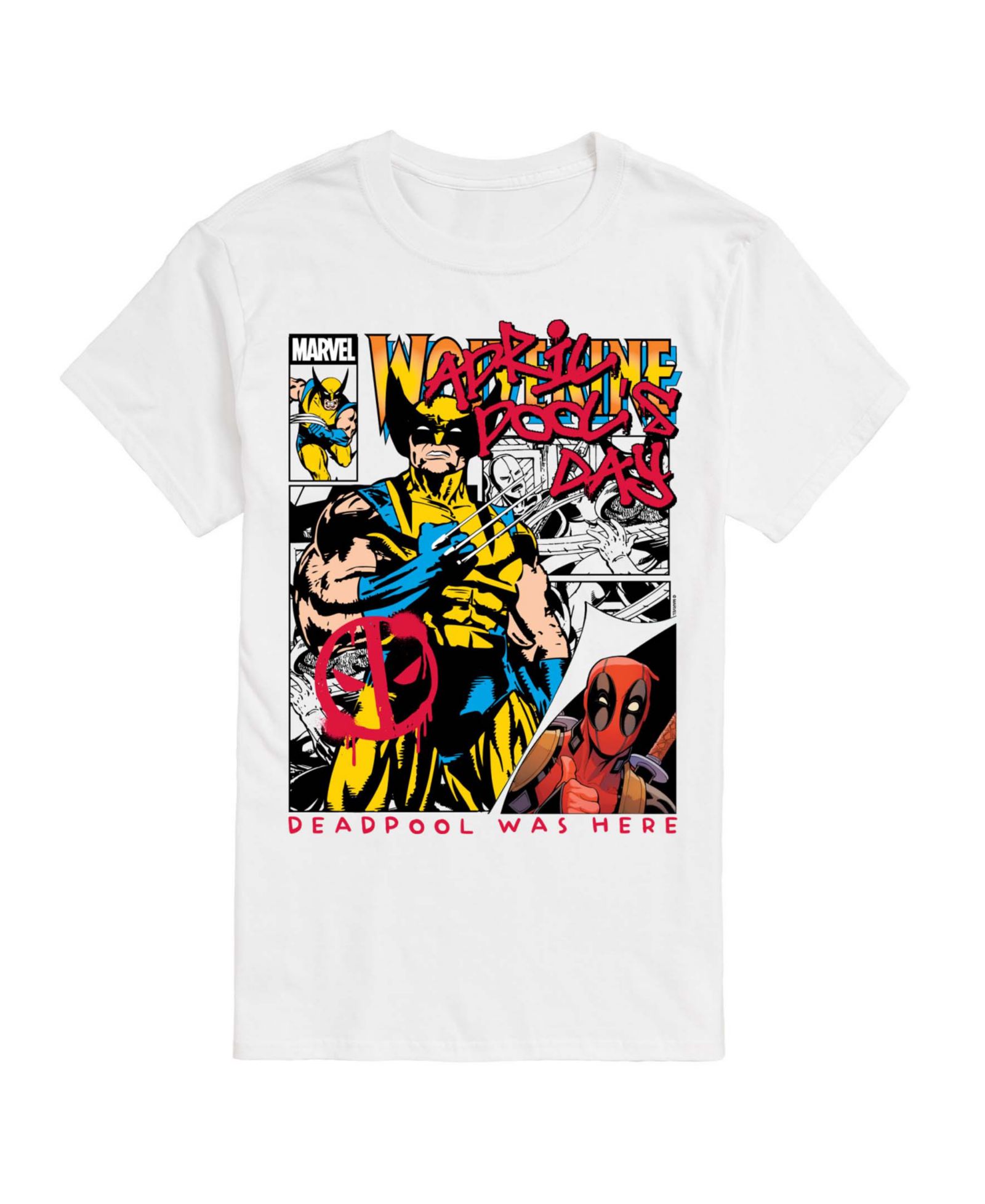 AIRWAVES Men's Deadpool April Pools Day Comic Short-Sleeve Graphic T-Shirt