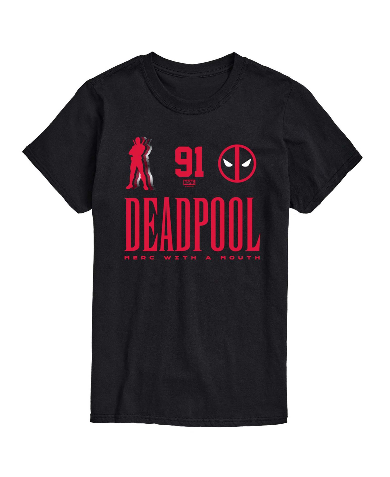AIRWAVES Men's Deadpool Sporty Merc With A Mouth Short-Sleeve Graphic T-Shirt