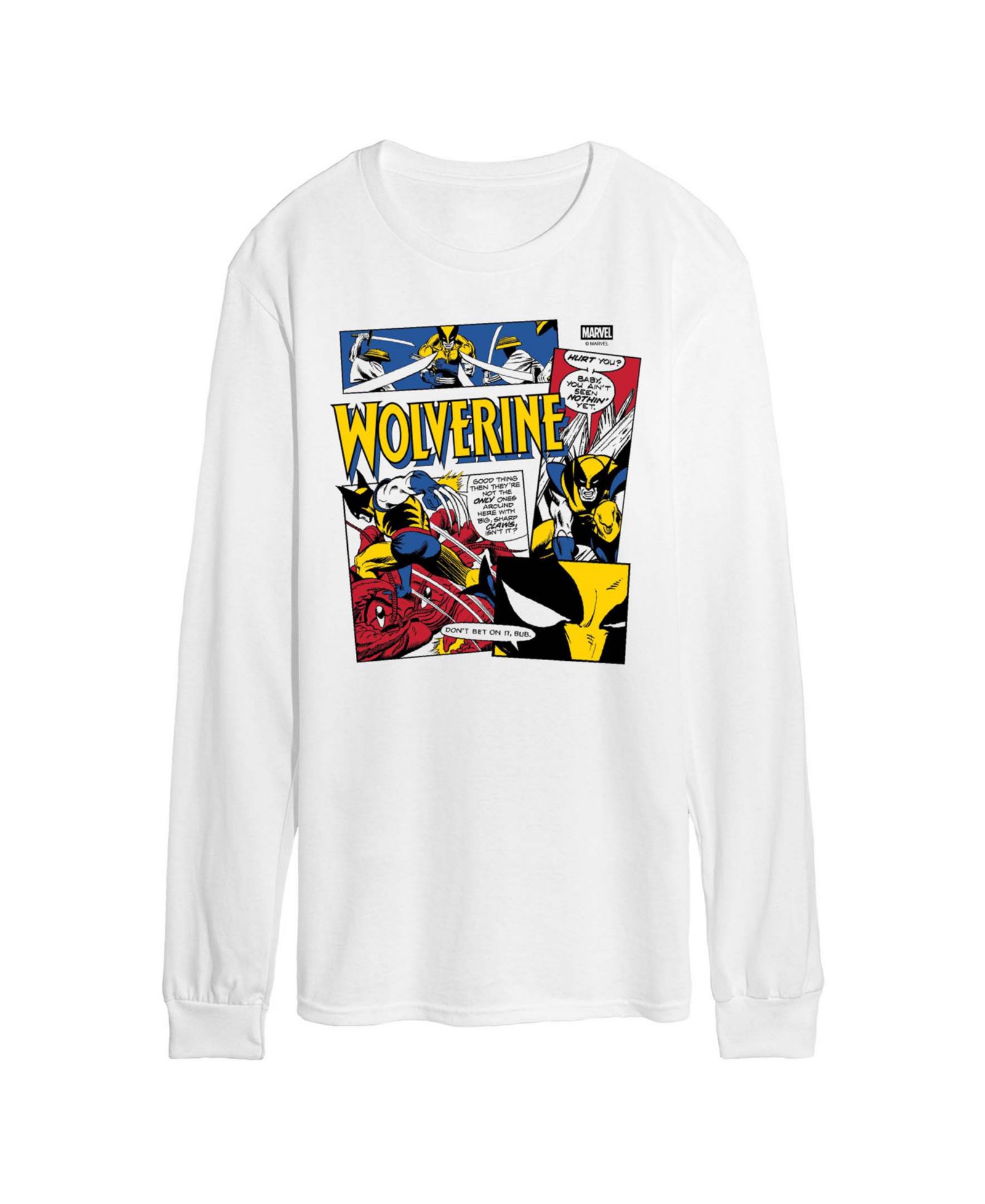 AIRWAVES Men's Wolverine Comic Panels Collage Long-Sleeve Graphic T-Shirt