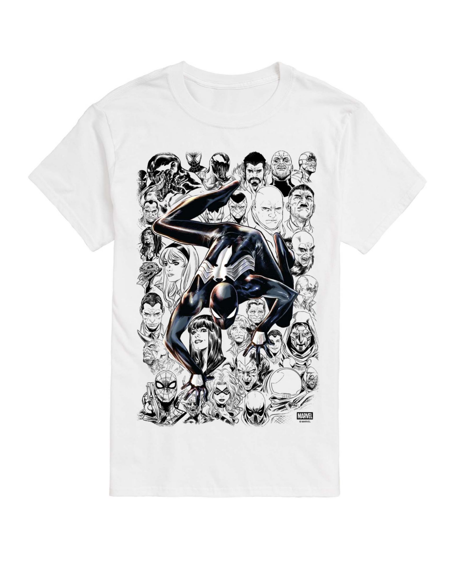 AIRWAVES Men's Spider-Man Lineart Characters Short-Sleeve Graphic T-Shirt