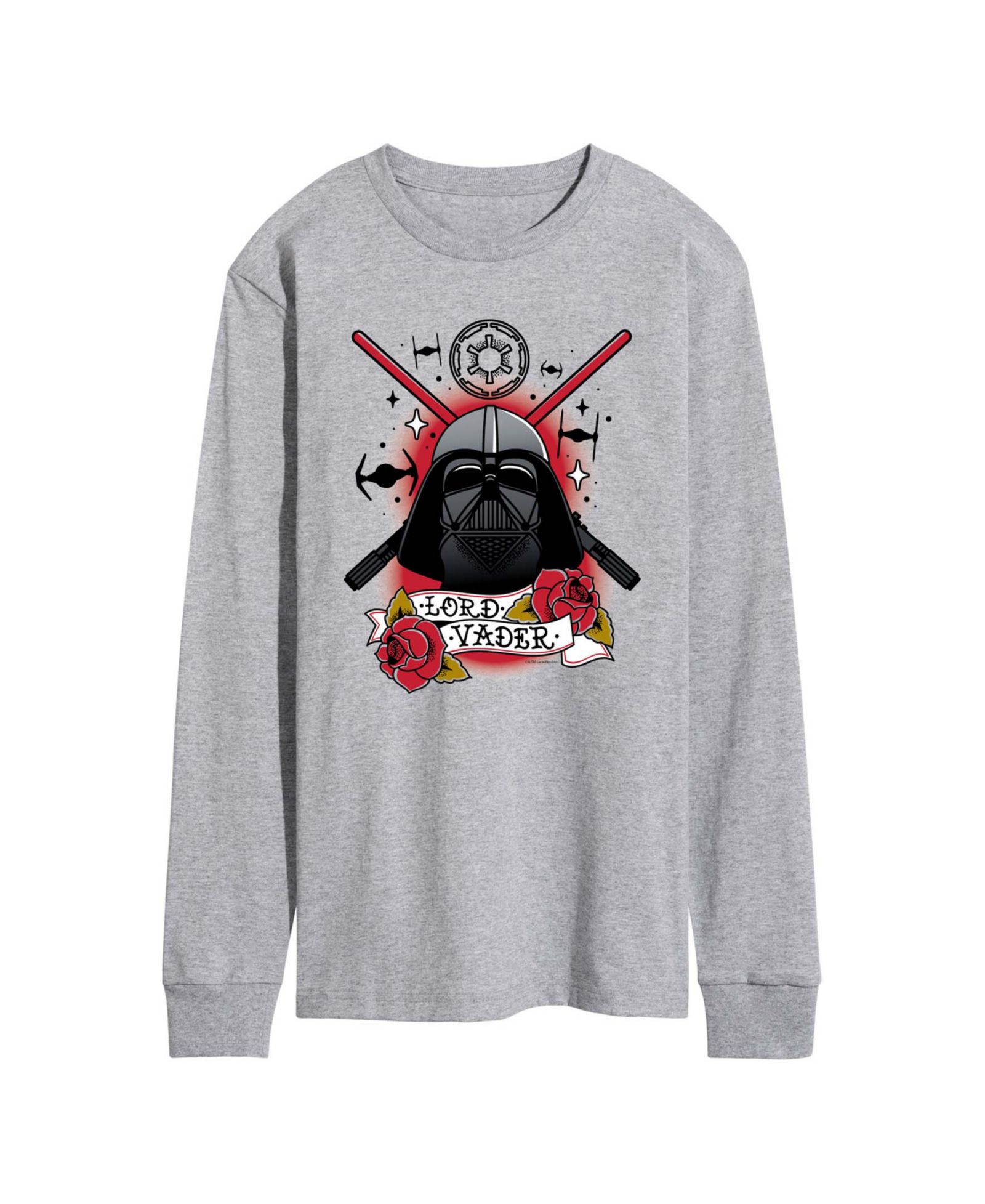 AIRWAVES Men's Darth Vader Traditional Tattoo Long-Sleeve Graphic T-Shirt