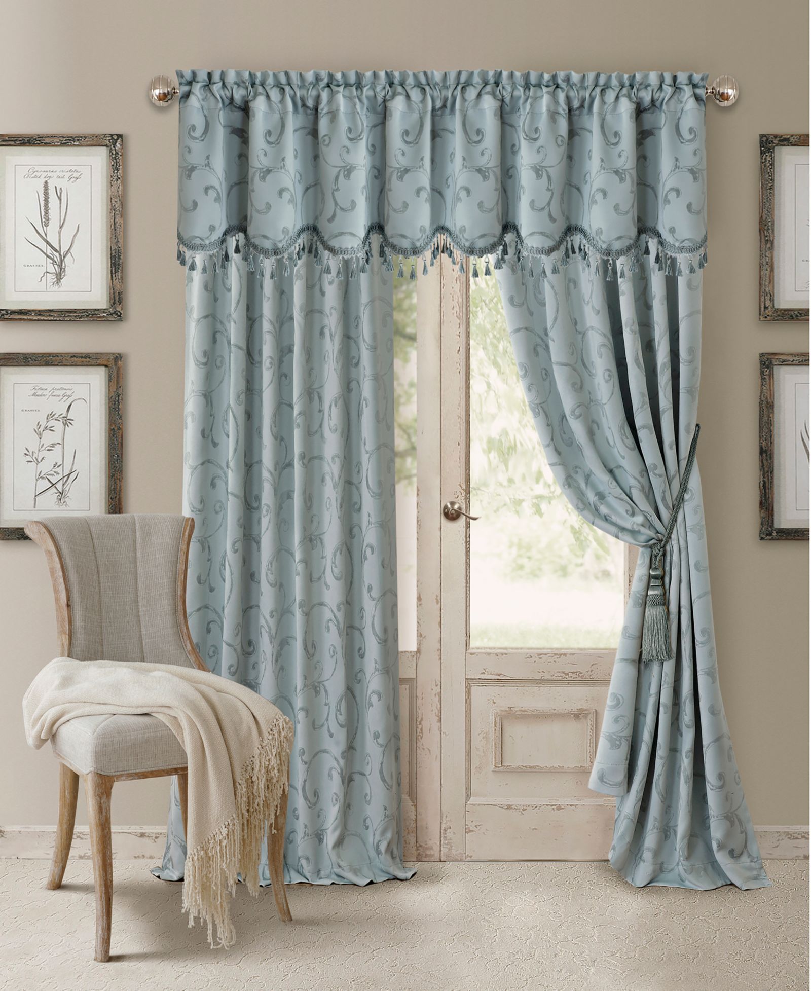 Штора Elrene Home Fashions Mia Jacquard Scroll Blackout Window Curtain