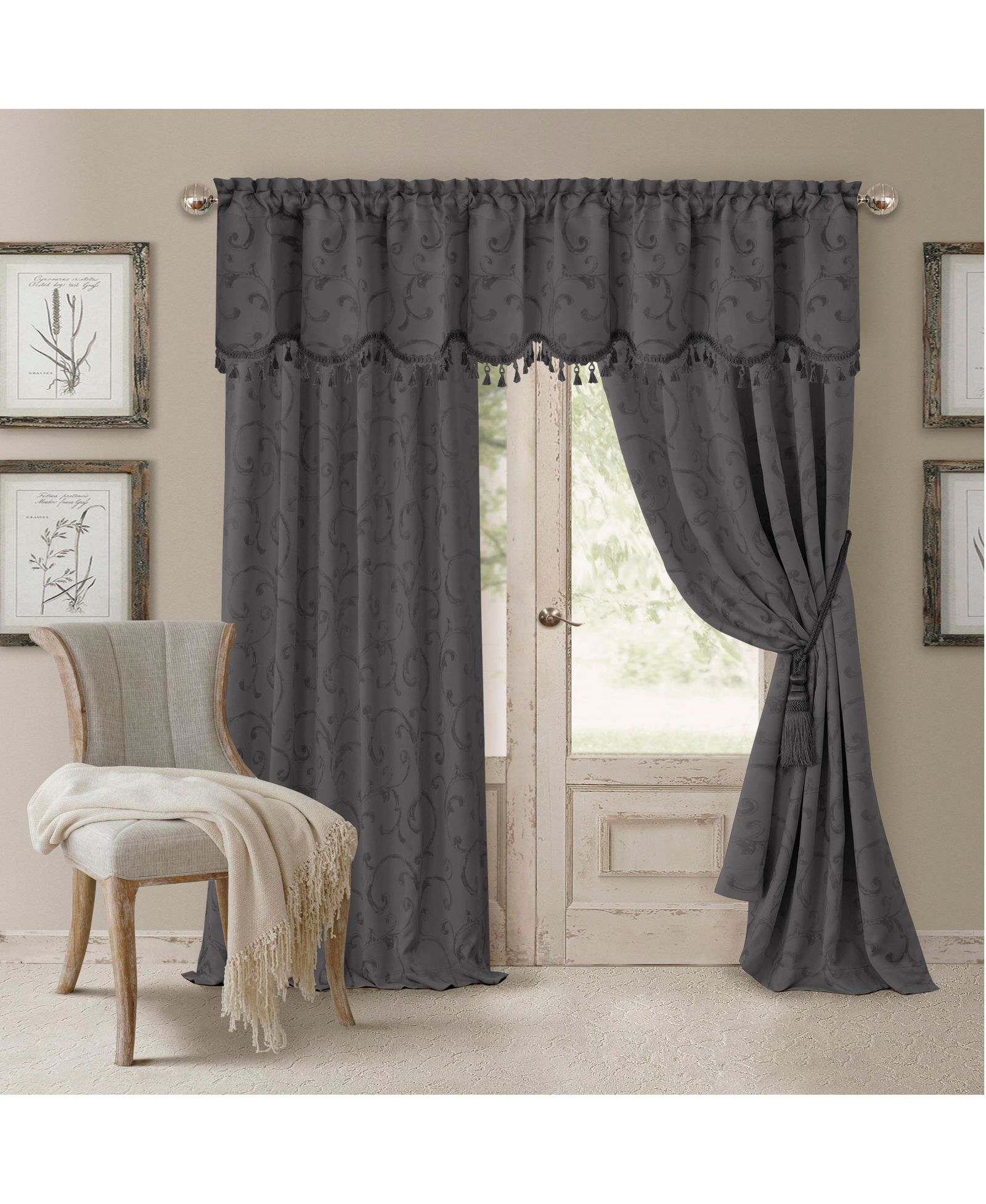 Blackout шторы Elrene Home Fashions Mia Jacquard Scroll