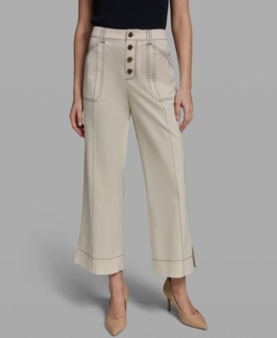 KARL LAGERFELD PARIS Women's Contrast Stitch Ankle Pants