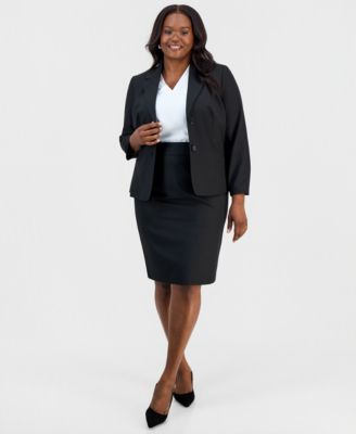 Kasper Plus Size Machine Washable Knee-Length Pencil Skirt