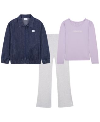 Calvin Klein комплект из трех предметов: куртка на молнии, свитшот и брюки для девочек 2T-6X