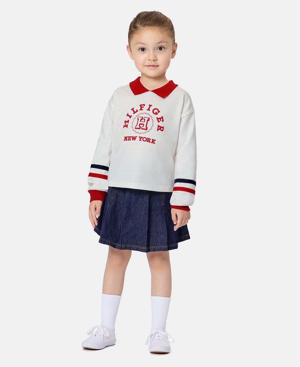 Tommy Hilfiger Girls' 2T-6X Ribbed Collared Top and Skort, 2-Piece Set