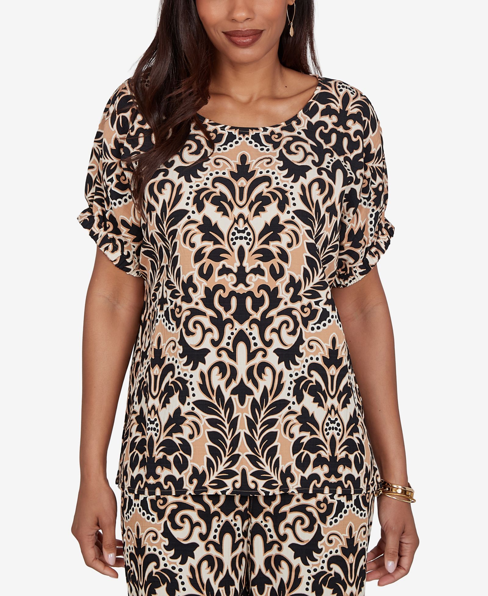 Ruby Rd. Petite Damask текстурный топ с коротким рукавом