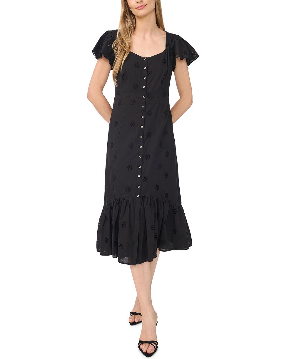 Женское платье CeCe Flutter-Sleeve Sweetheart Neck Midi