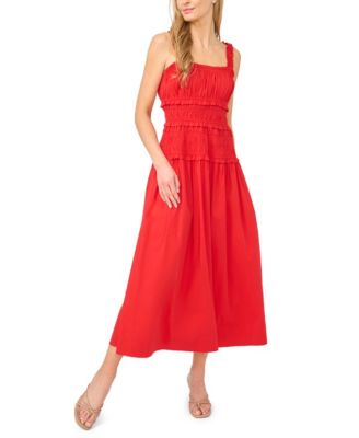 CeCe Women's Ruffled Strappy Smocked Midi Dress
