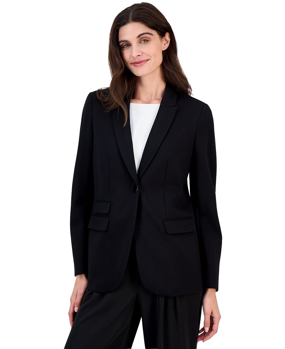 Anne Klein Petite Triple-Pocket One-Button Jacket