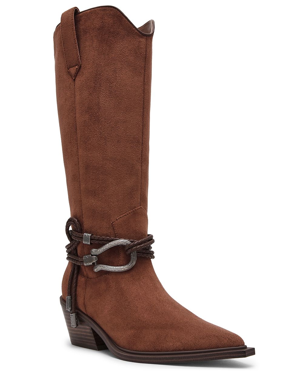 DV Dolce Vita Women's Gennie Braided Buckle Western Tall Boots