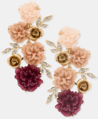 lonna & lilly Pavé Flower Cluster Linear Drop Earrings