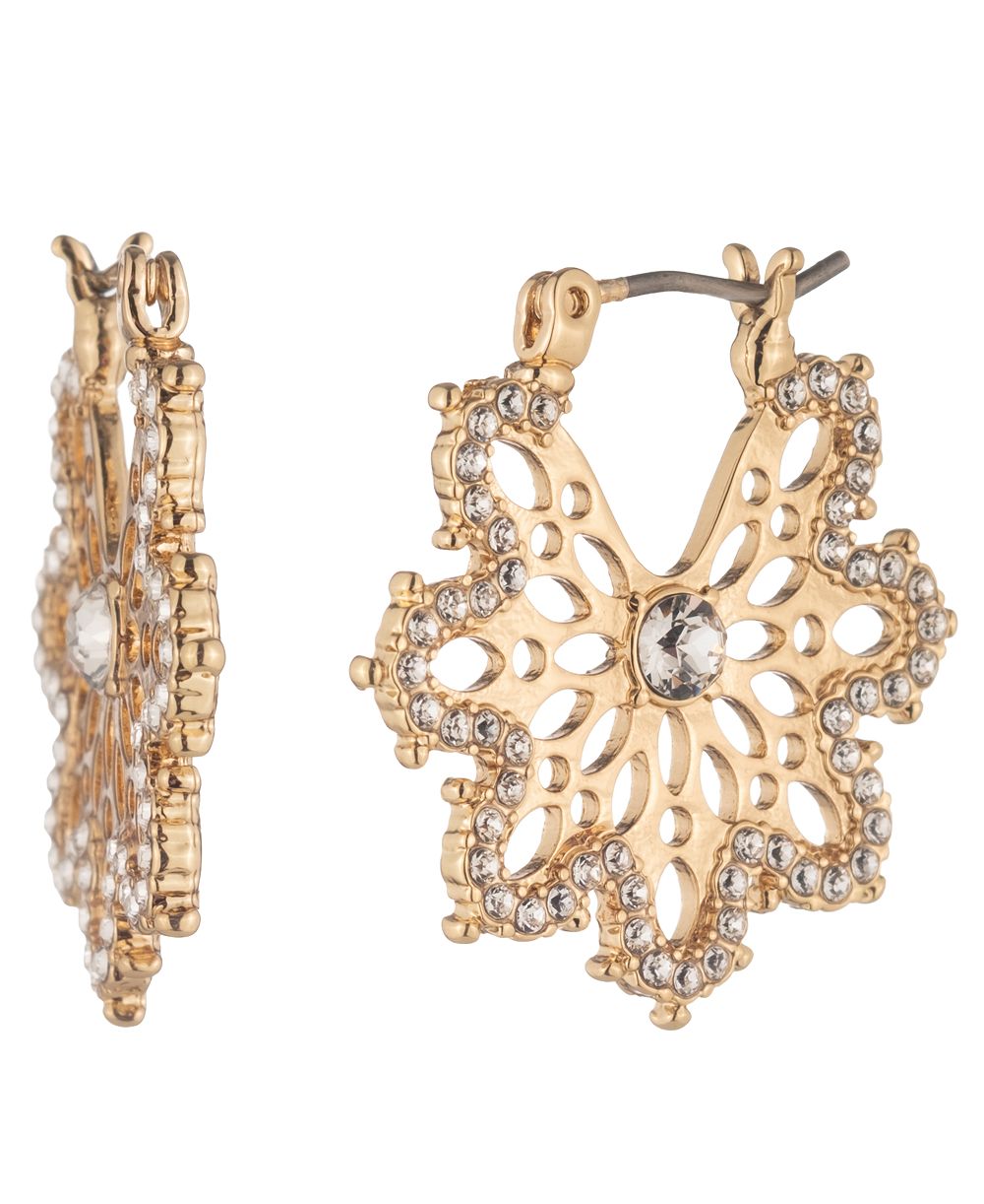 Серьги-кольца Marchesa Crystal Filigree Gold-Tone