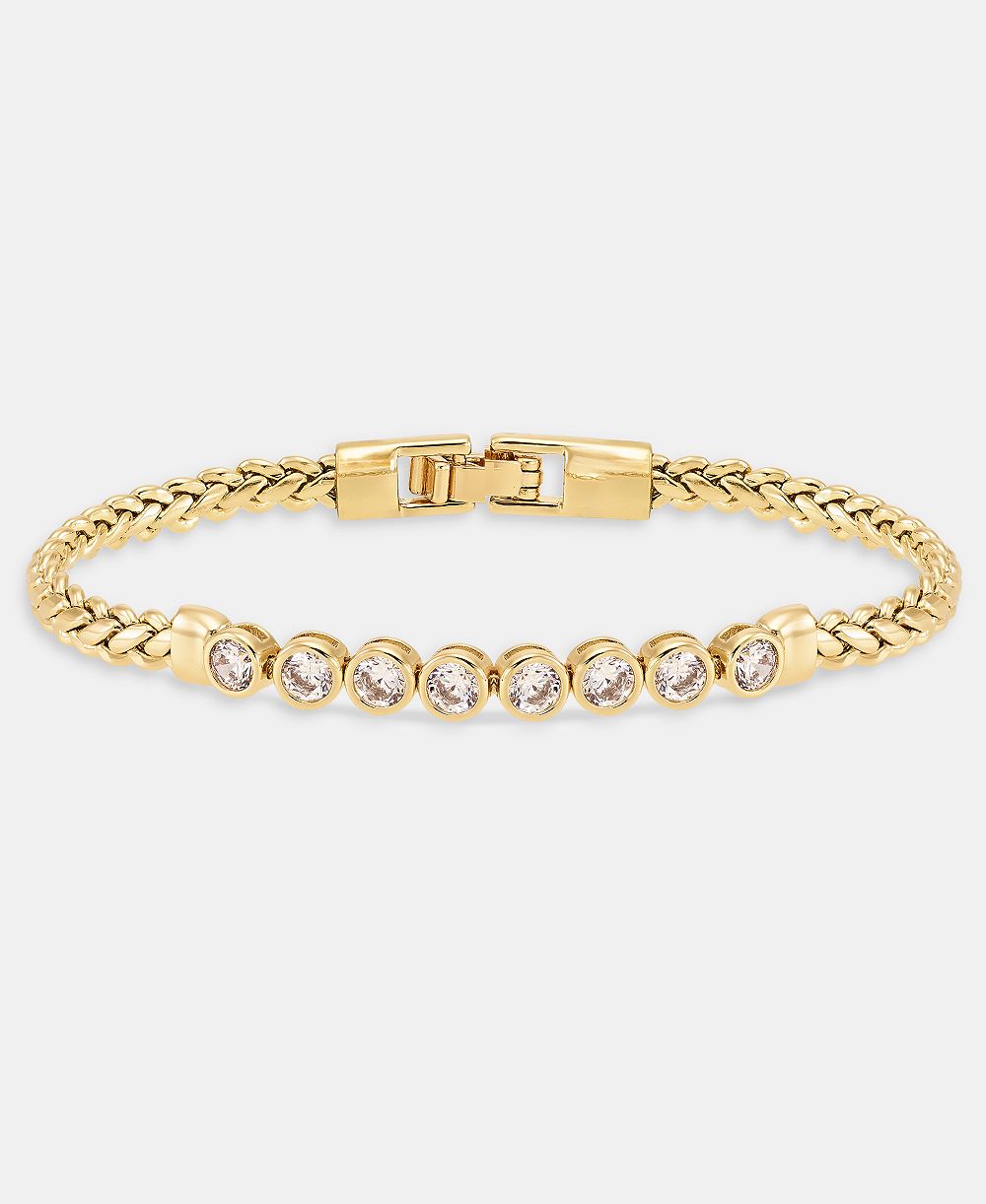 Lauren Ralph Lauren Cubic Zirconia Herringbone Chain Flex Bracelet
