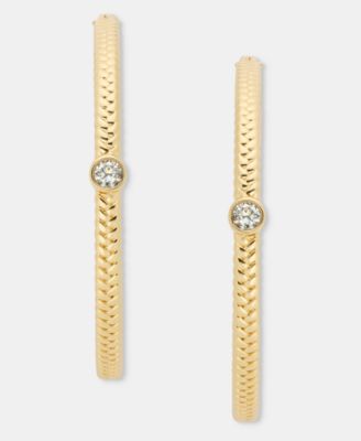 Lauren Ralph Lauren серьги-кольца с паве в виде рыбьей кости, 1,6"
