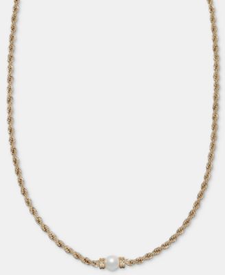Ожерелье-воротник Lauren Ralph Lauren с имитацией жемчуга и цепью из веревки, 17"