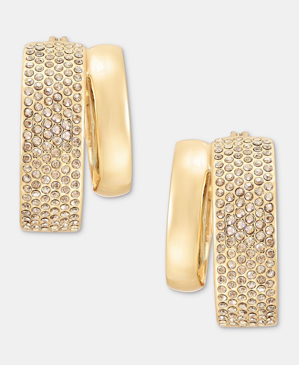 DKNY серьги-кольца с широким разрезом и паве из стекла