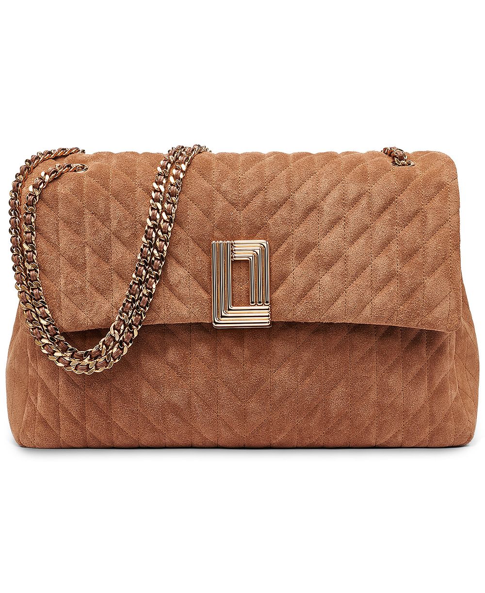 KARL LAGERFELD PARIS Lafayette Suede Large Shoulder Handbag