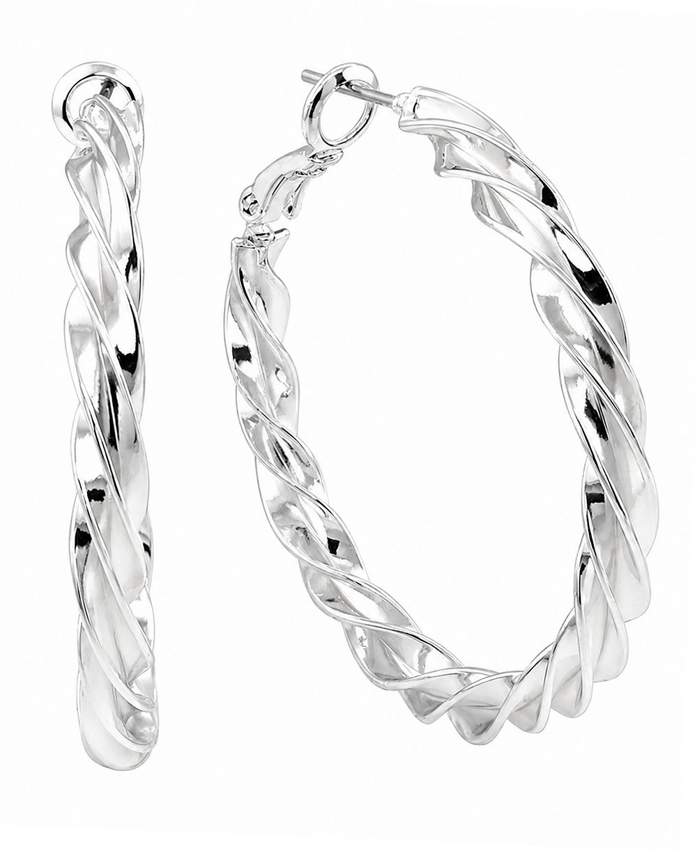 Серьги-кольца And Now This Fine Silver-Tone Plated Twist Omega