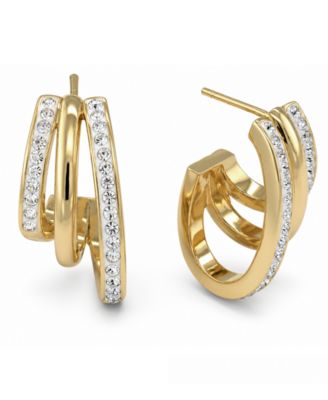 Серьги-кольца And Now This Crystal Gold-Tone Plated Triple Row