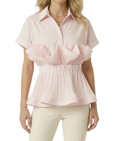 Женская блузка Modenaire с воланами и воротником, фасон peplum