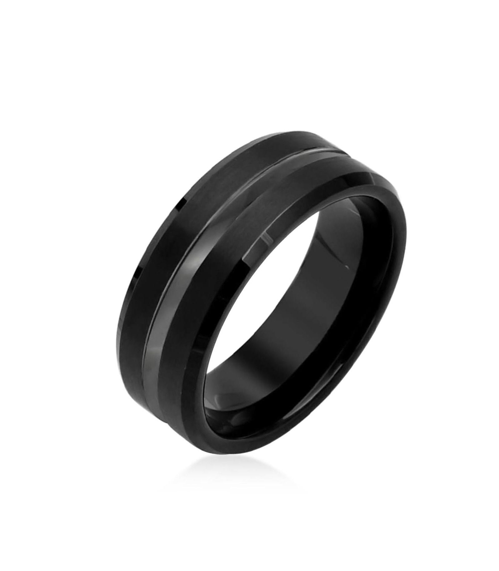 Bling Jewelry Two Tone Center Couples Titanium Band Ring Comfort Fit