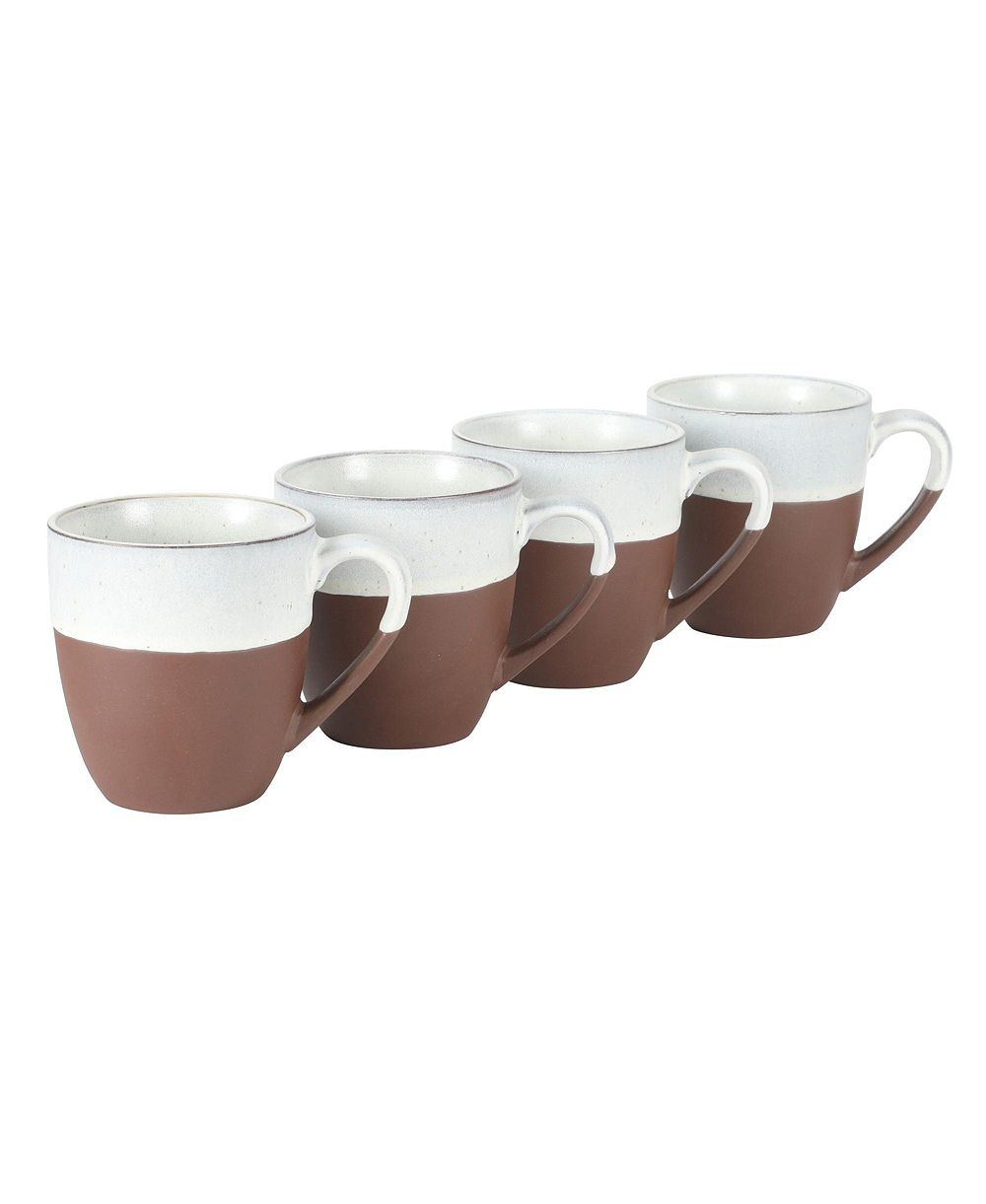 Gibson Home William Crest 4 Piece Coffee Mug Set, 15oz Stoneware Reactive Cups, Round Large Coffee Mugs-Assorted Colors