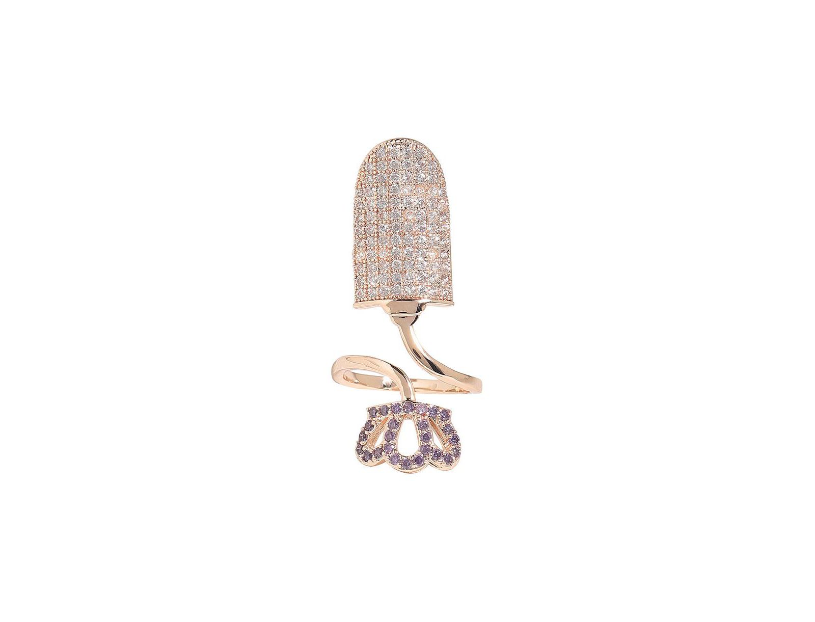 SOHI Silver Embellished Cluster Finger Ring