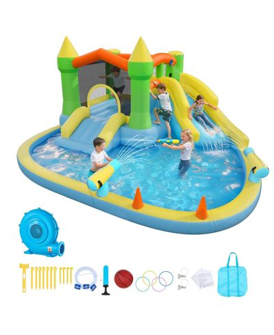 Mecale 12.5 x 13.1 Feet Bounce House with Water Slide and Splash Pool, Ages 3+