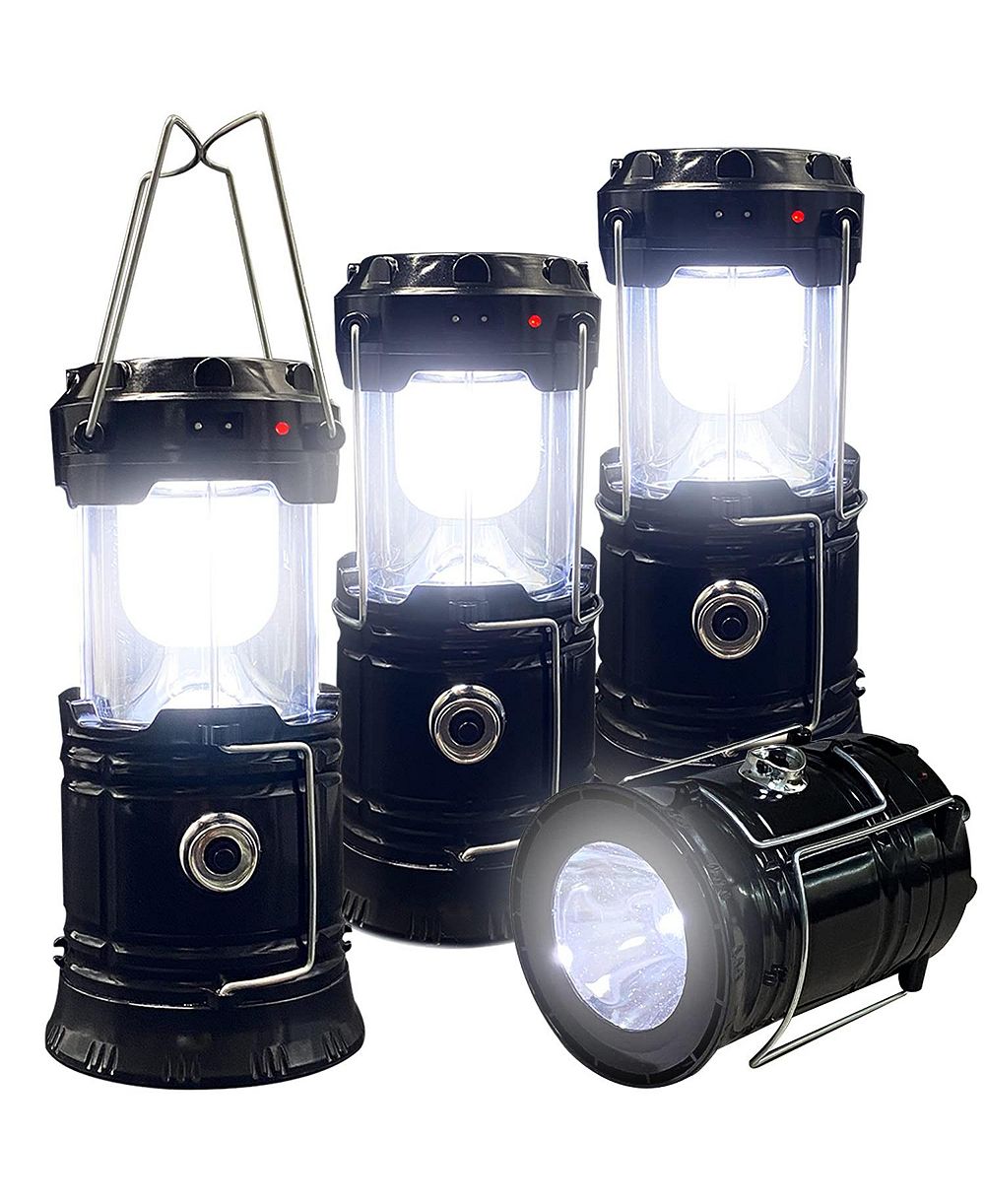 GNUADZ 4-pack Collapsible LED Camping Lantern Solar USB Rechargeable 1600mAh