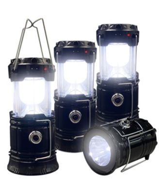 GNUADZ 4-pack Collapsible LED Camping Lantern Solar USB Rechargeable 1600mAh
