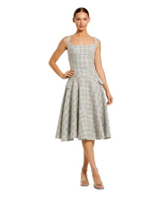 Mac Duggal Женское платье midi Boucle Sleeveless Drop Waist Fit-and-Flare