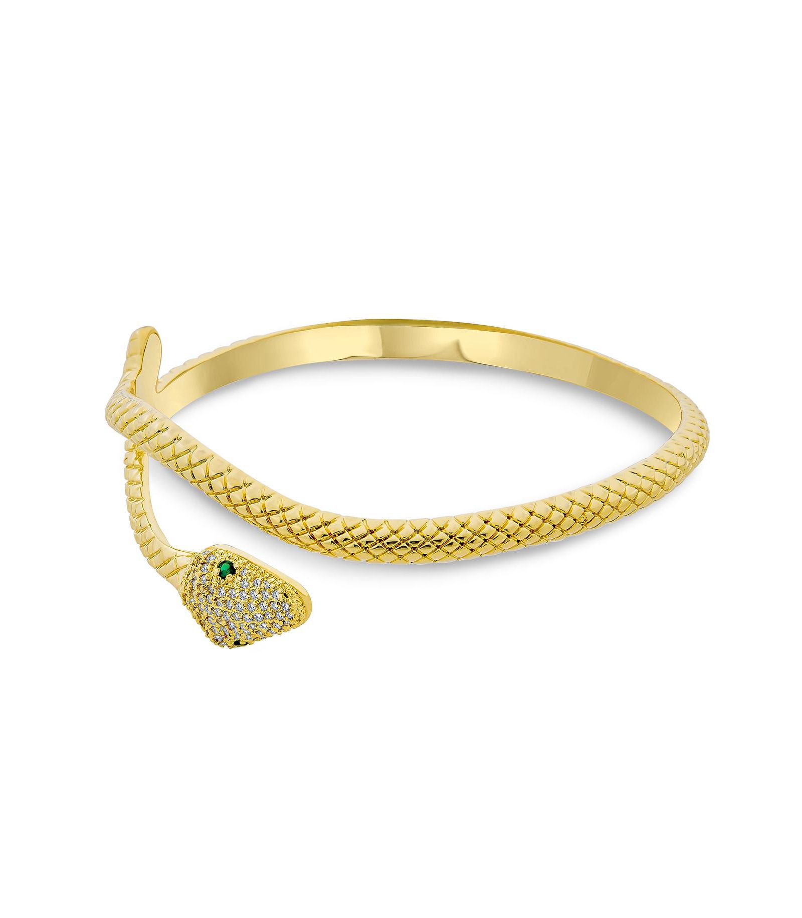 Bling Jewelry браслет-кафф в виде змеи с египетским зеленым глазом, регулируемый