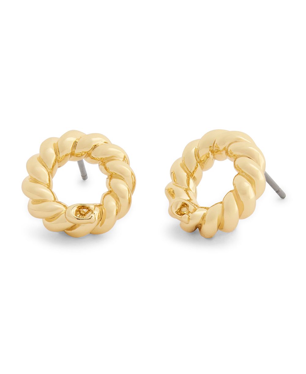 COACH Gold Signature C Twisted Stud Earrings