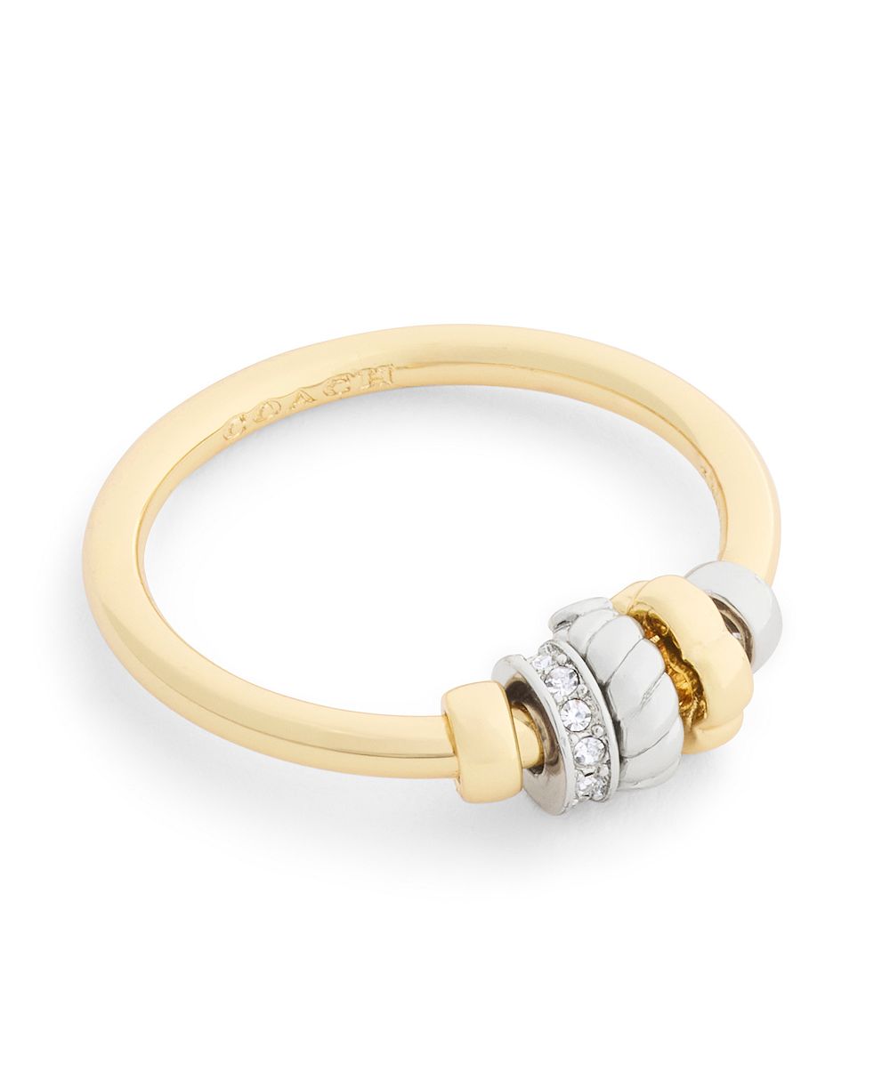 COACH Faux Stone Signature Rondelle Charm Band Ring