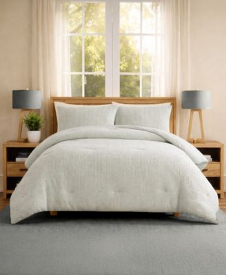 Laundry Stone Washed Cotton Waffle 3-Piece Comforter Set, Full/Queen