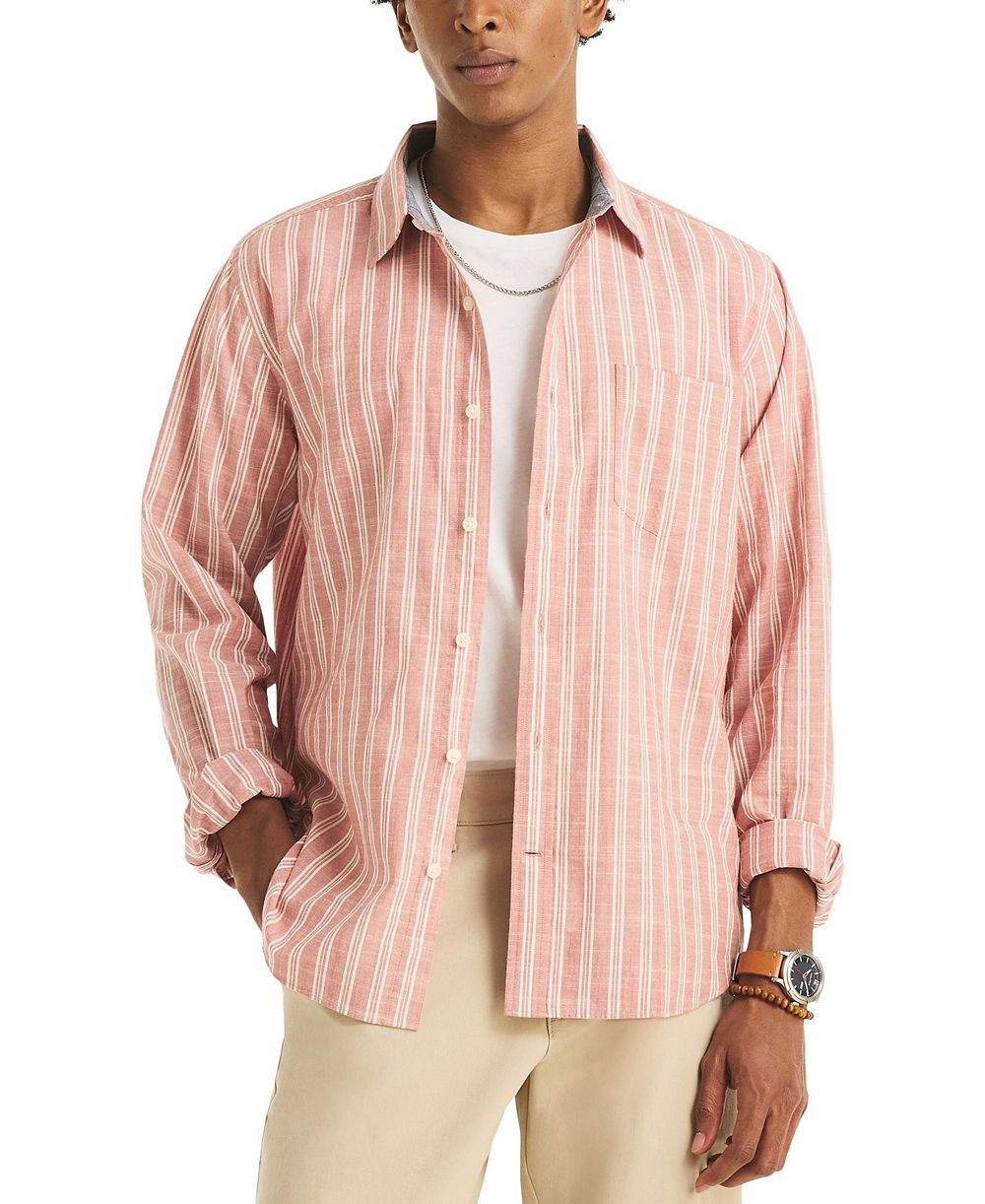Рубашка Nautica Men's Textured Strip Long-Sleeve