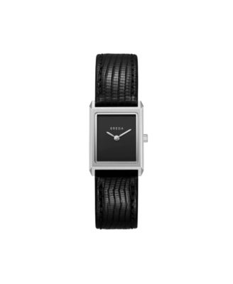 BREDA Women's Quartz Virgil Silver and Black Leather Band Watch 20mm